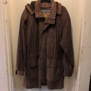 Adventure Bound Originals By Wilsons Leather Jacket Coat Sz. Large Tall LT Hood